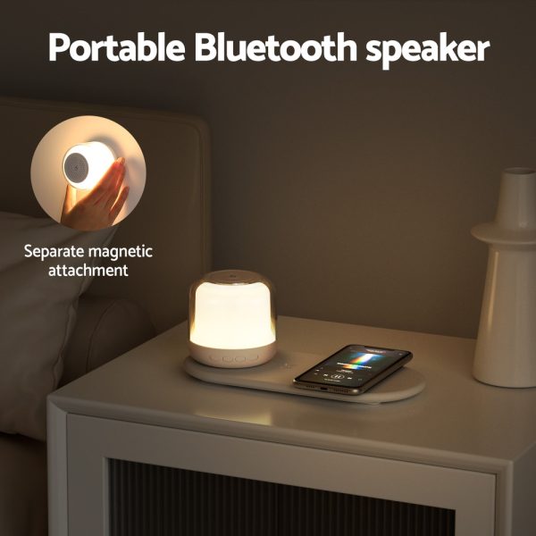 Devanti 3 in 1 Wireless Charger 15W Fast Charging RGB Light Bluetooth Speaker for Phone - Image 6