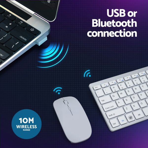 Wireless Keyboard and Mouse Combo Bluetooth Set for PC Laptop Phone Tablet 78 Keys White - Image 4
