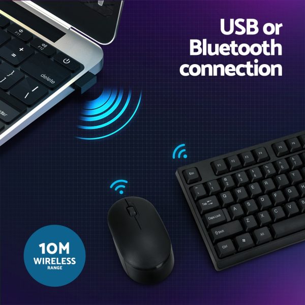 Wireless Keyboard and Mouse Combo Bluetooth Set for PC Laptop Phone Tablet 104 Keys Black - Image 4