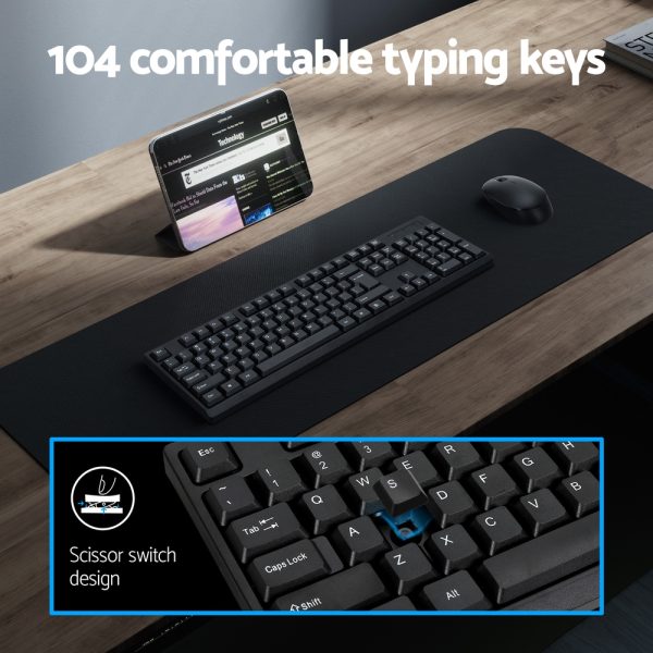 Wireless Keyboard and Mouse Combo Bluetooth Set for PC Laptop Phone Tablet 104 Keys Black - Image 5