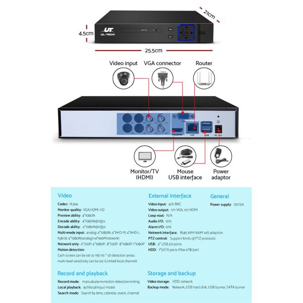 UL-tech CCTV Security System 4CH DVR 4 Cameras 1TB Hard Drive - Image 5