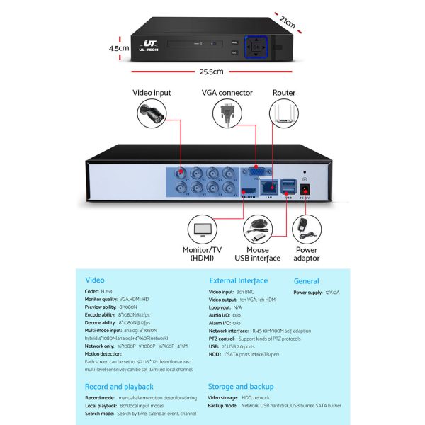 UL-tech CCTV Security System 8CH DVR 8 Cameras 1TB Hard Drive - Image 5