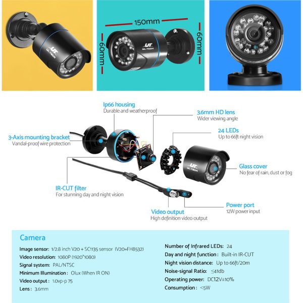 UL-tech CCTV Security System 8CH DVR 8 Cameras 1TB Hard Drive - Image 6
