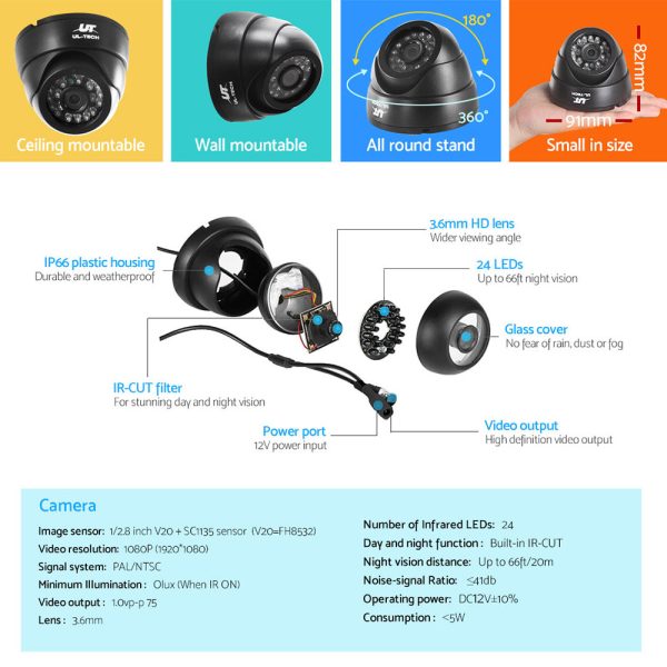 UL-tech CCTV Security System 8CH DVR 8 Cameras 1TB Hard Drive - Image 6