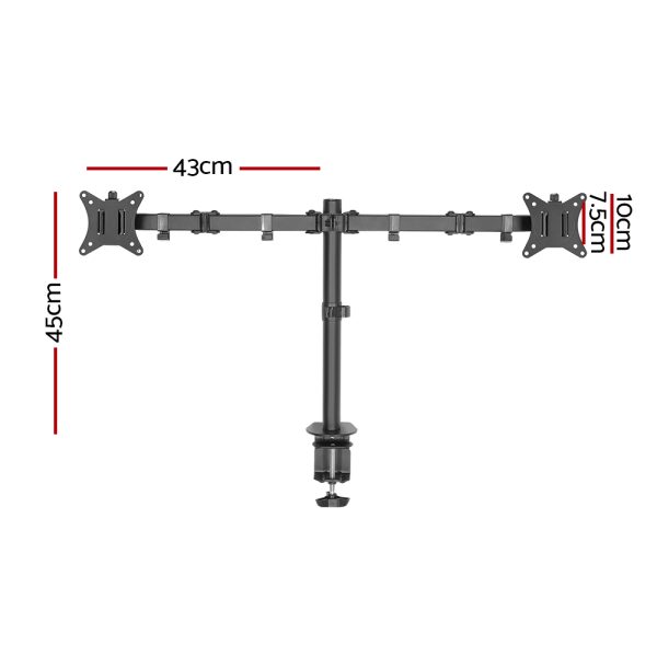 Artiss Monitor Arm Dual Desk Mount Screen Bracket Holder - Image 2