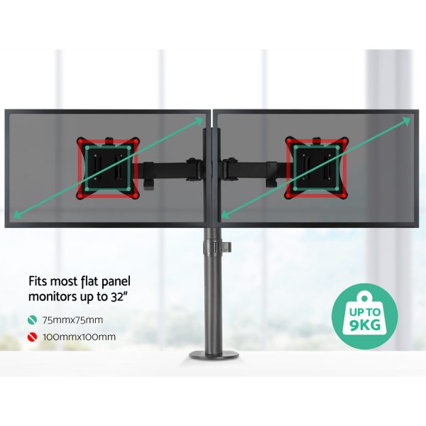 Artiss Monitor Arm Dual Desk Mount Screen Bracket Holder - Image 4