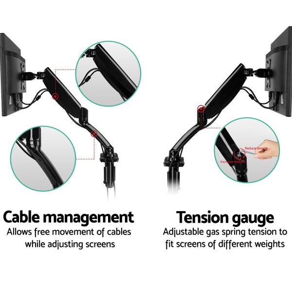 Artiss Monitor Arm Gas Spring Desk Mount Screen Holder - Image 7