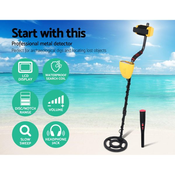 Metal Detector 180MM Deep Sensitive Waterproof Pinpointer Treasure Hunter Yellow - Image 3
