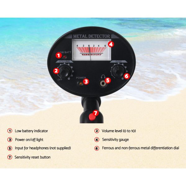 Metal Detector 180MM Deep Sensitive Waterproof Pinpointer Treasure Hunter Black - Image 4