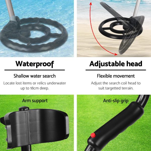 Metal Detector 180MM Deep Sensitive Waterproof Pinpointer Treasure Hunter Black - Image 5