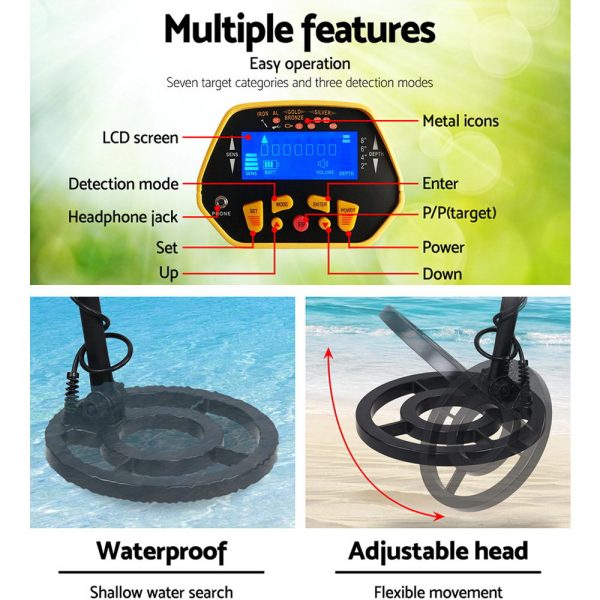 Metal Detector 180MM Deep Sensitive Waterproof Treasure Hunter Gold Digger Yellow - Image 4