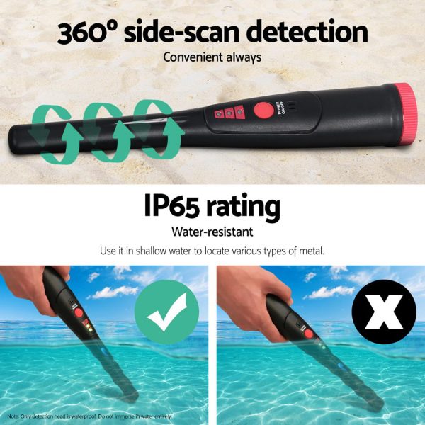 Metal Detector 40MM Sensitive Handheld Pinpointer Waterproof Automatic Hunter Black - Image 3