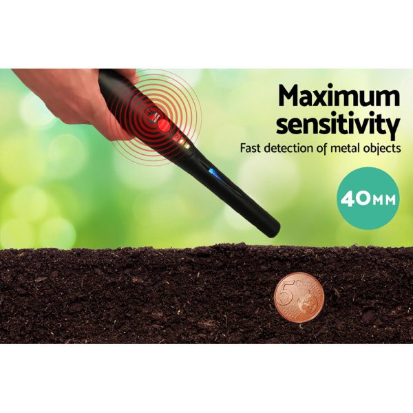 Metal Detector 40MM Sensitive Handheld Pinpointer Waterproof Automatic Hunter Black - Image 5
