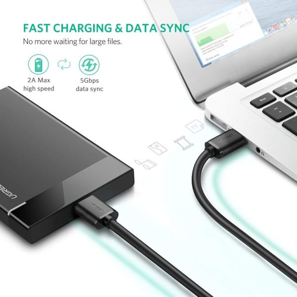 UGREEN USB 3.0 A Male to Micro USB 3.0 Male Cable - Black 0.5M (10840) - Image 2