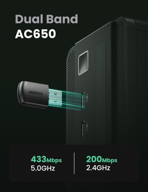 UGREEN 20204 AC650 Dual Band USB WLAN Adapter - Image 2