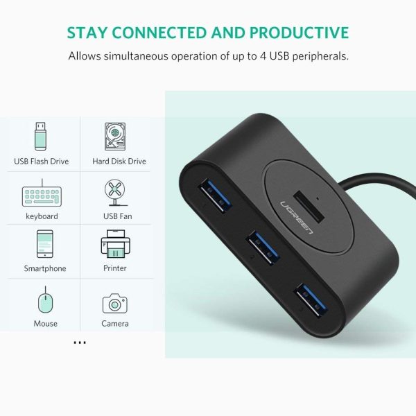 UGREEN USB 3.0 4 Ports Hub Black 50CM (20290) - Image 2