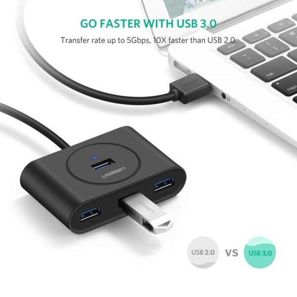 UGREEN USB 3.0 4 Ports Hub Black 50CM (20290) - Image 4