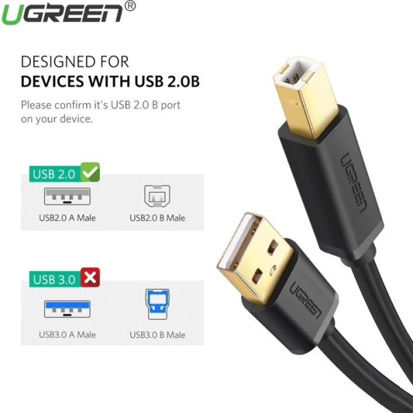 UGREEN 20847 2M USB 2.0 AM To BM Printer Cable - Image 3