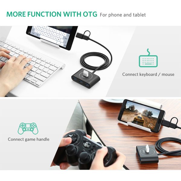 UGreen USB 3.0 Hub With Type C port Black 1M 40850 - Image 3