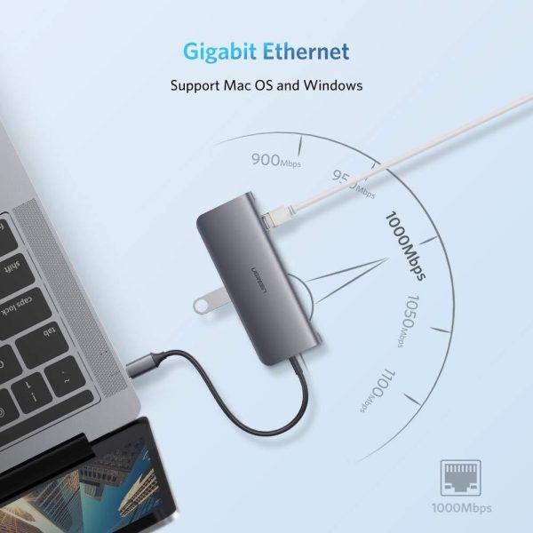 UGREEN Type C 9 in 1 Multifunction Adapter- HDMI/ VGA/Gigabit/TypeC/USB3.0 x 3/SD/TF (40873) - Image 2