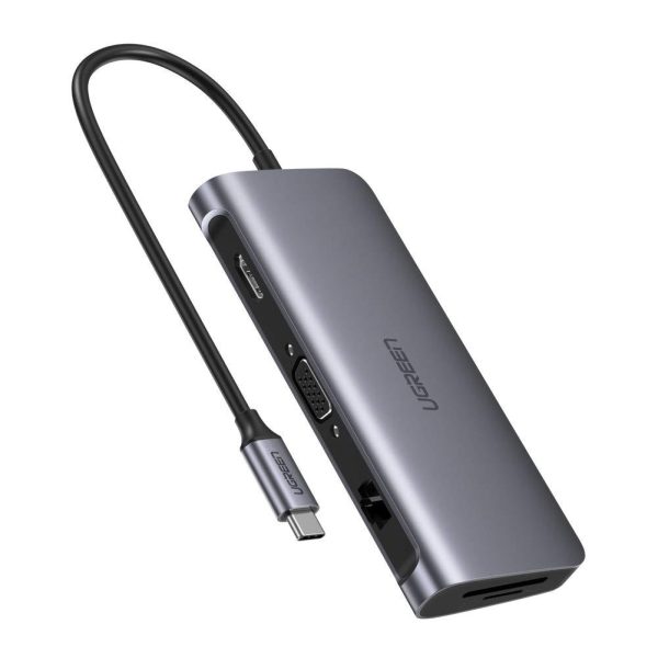 UGREEN Type C 9 in 1 Multifunction Adapter- HDMI/ VGA/Gigabit/TypeC/USB3.0 x 3/SD/TF (40873) - Image 3