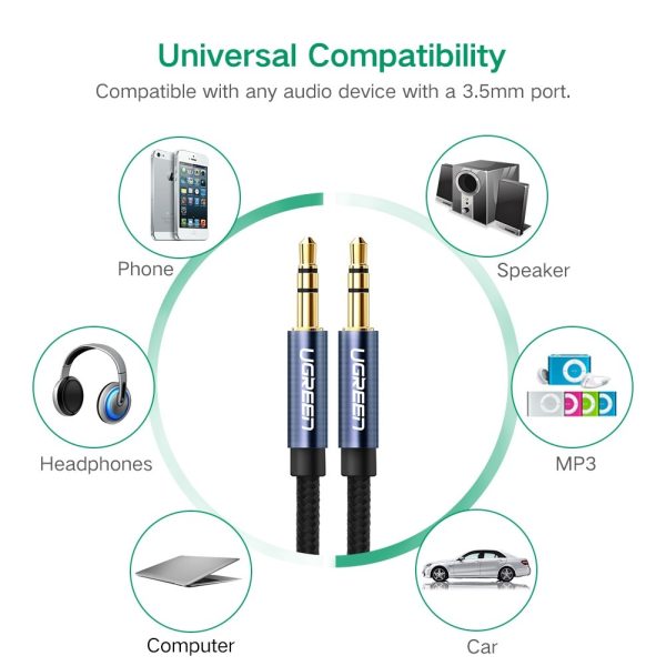 Ugreen 3.5mm male to 3.5mm male Audio cable white 2M 50368 - Image 3