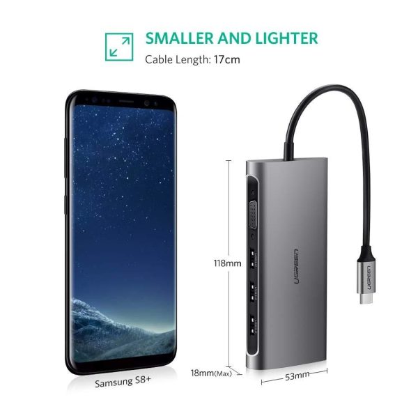 UGREEN Type C 8 in 1 Multifultion adaptor VGA/RJ45/USB3.0 x 3/SD/TF/TypeC PD Protocal (50539) - Image 5