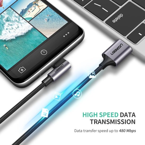UGreen Angled USB Type-C to USB 2.0A Cable 2.0m 50942 - Image 3