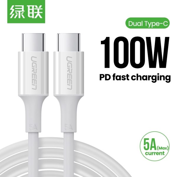 UGREEN 60552 USB-C 2.0 to TYPE-C Male to Male Data Cable 5A 2M White - Image 3