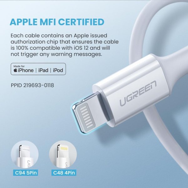 UGREEN 60749 MFi USB-C to iPhone 8-pin Charging Cable 2M - Image 4