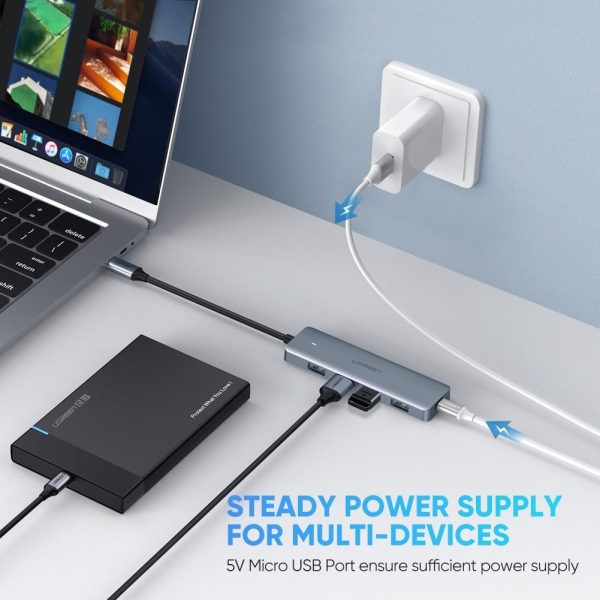 UGREEN 4-Port USB3.0 Hub with Micro USB Power Supply 70336 - Image 2