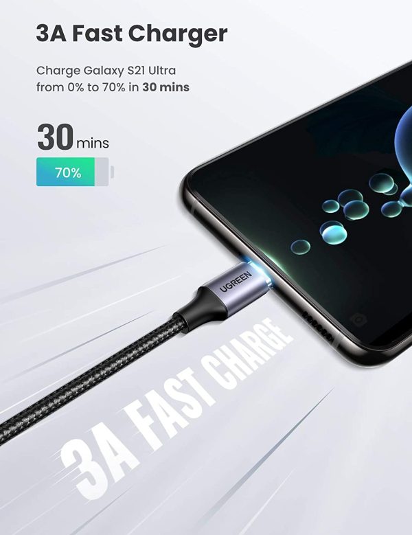 UGREEN 80714 USB-C 2.0 to Angle USB-C Cable Black 3M - Image 3