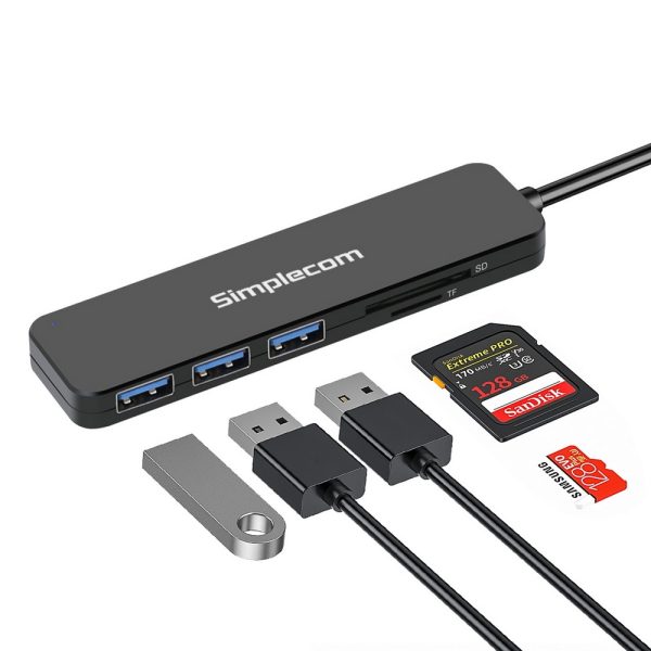 Simplecom CH365 SuperSpeed 3 Port USB 3.0 (USB 3.2 Gen 1) Hub with SD MicroSD Card Reader - Image 2