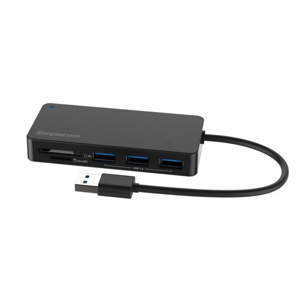 Simplecom CH368 3 Port USB 3.0 Hub with Dual Slot SD MicroSD Card Reader - Image 2