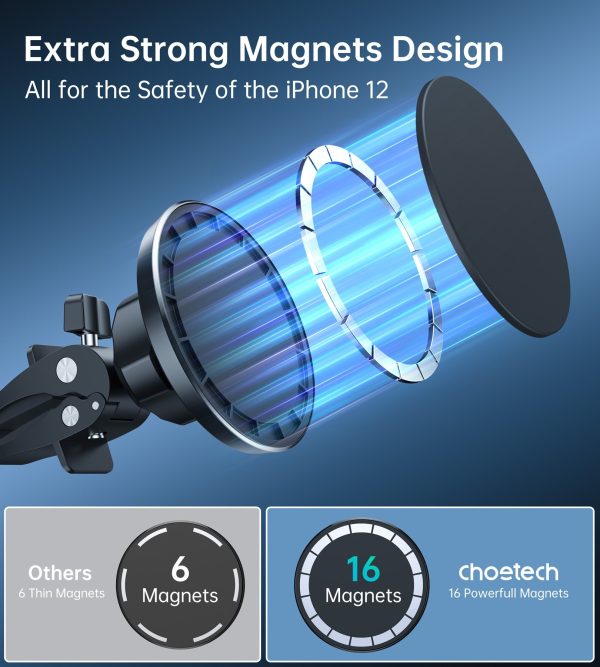 CHOETECH AT0004 Magsafe iPhone 12 Magnetic Car Mount Car Air Vent Phone Holder - Image 3