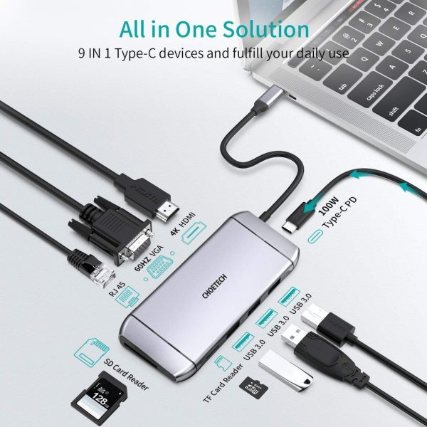 CHOETECH HUB-M15 USB-C 9-in-1 Multifunction Adapter - Image 3