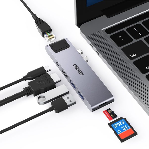 CHOETECH HUB-M24 7-in-2 MacBook Pro/Air USB Adapter USB-C Hub - Image 2