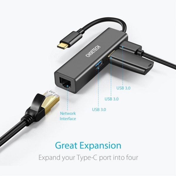 CHOETECH HUB-U02 USB-C To Ethernet Hub - Image 2