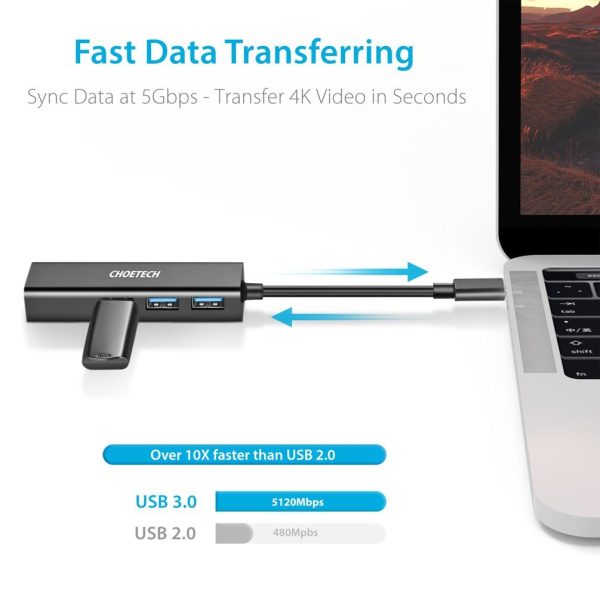 CHOETECH HUB-U02 USB-C To Ethernet Hub - Image 3