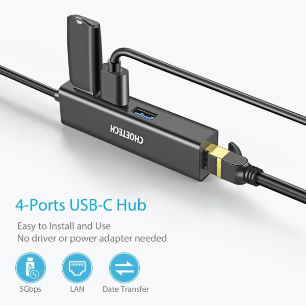 CHOETECH HUB-U02 USB-C To Ethernet Hub - Image 4