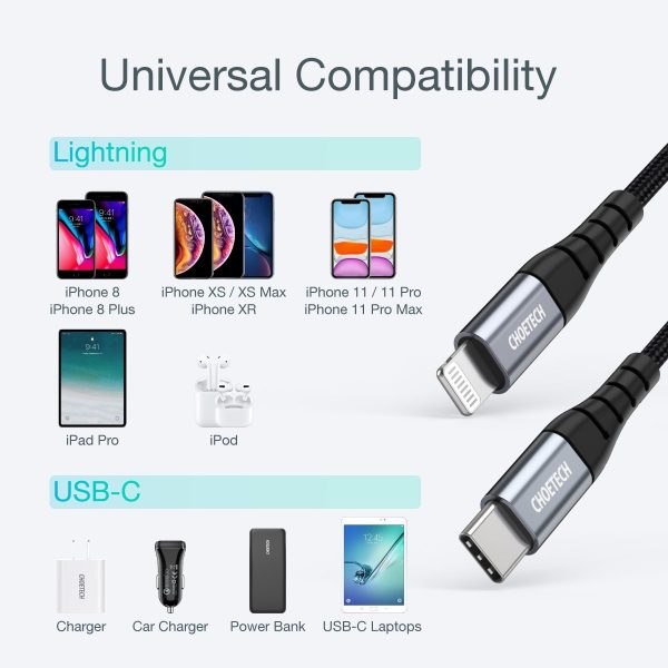 CHOETECH IP0039 USB-C To iPhone MFi Certified Cable 1.2M - Image 7