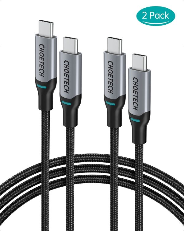 CHOETECH MIX00073 (XCC-1002 x2) 100W USB-C Braided Fast Charging Cable 1.8M 2 Pack - Image 2