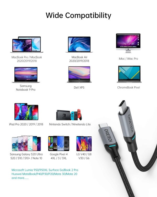 CHOETECH MIX00073 (XCC-1002 x2) 100W USB-C Braided Fast Charging Cable 1.8M 2 Pack - Image 4