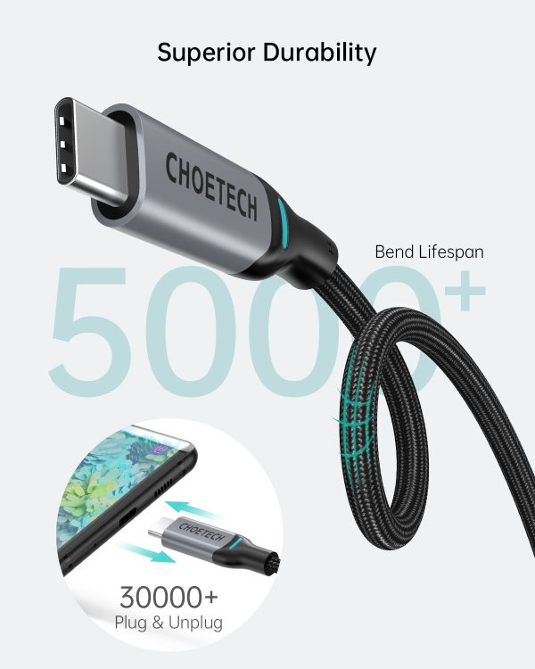 CHOETECH MIX00073 (XCC-1002 x2) 100W USB-C Braided Fast Charging Cable 1.8M 2 Pack - Image 6