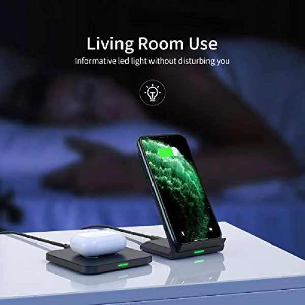 CHOETECH MIX00087 (T524S+T511S) Qi 10W/7.5W Fast Wireless Charging Stand and Pad - Image 8