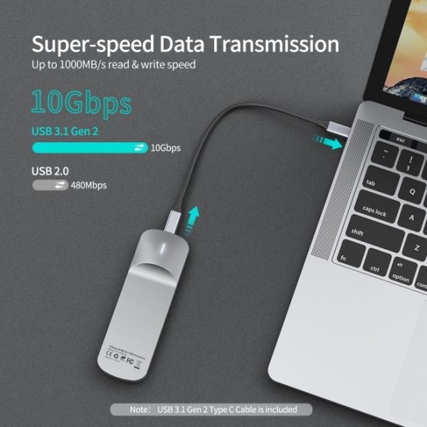Choetech PC-HDE16 USB-C to M.2 B-Key Hard Drive Enclosure (10Gbps) - Image 2