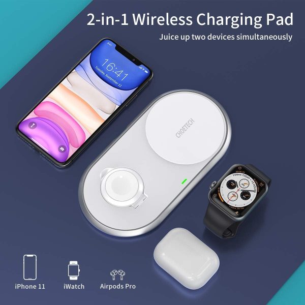 CHOETECH T317 2-in-1 Dual Wireless Charger Pad (MFI Certified) - Image 3