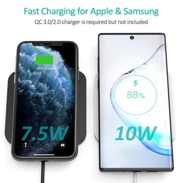 CHOETECH T511BW Qi Certified Fast Wireless Charging Pad Black And White 2 Pack - Image 7