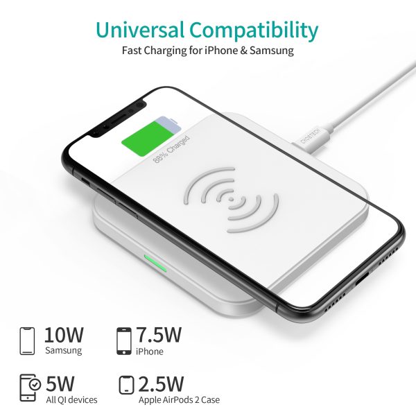 CHOETECH T511-S Qi Certified 10W/7.5W Fast Wireless Charger Pad (White) - Image 4