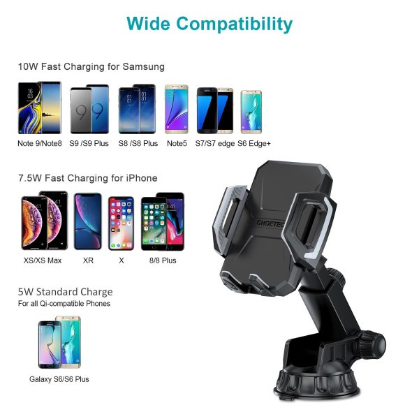 Choetech T521-S Fast Qi Wireless Car Charging Dock - Image 3